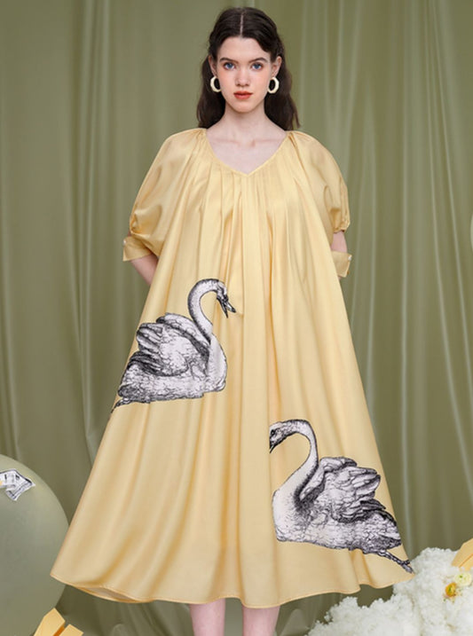 Temperament Retro Swan Dress
