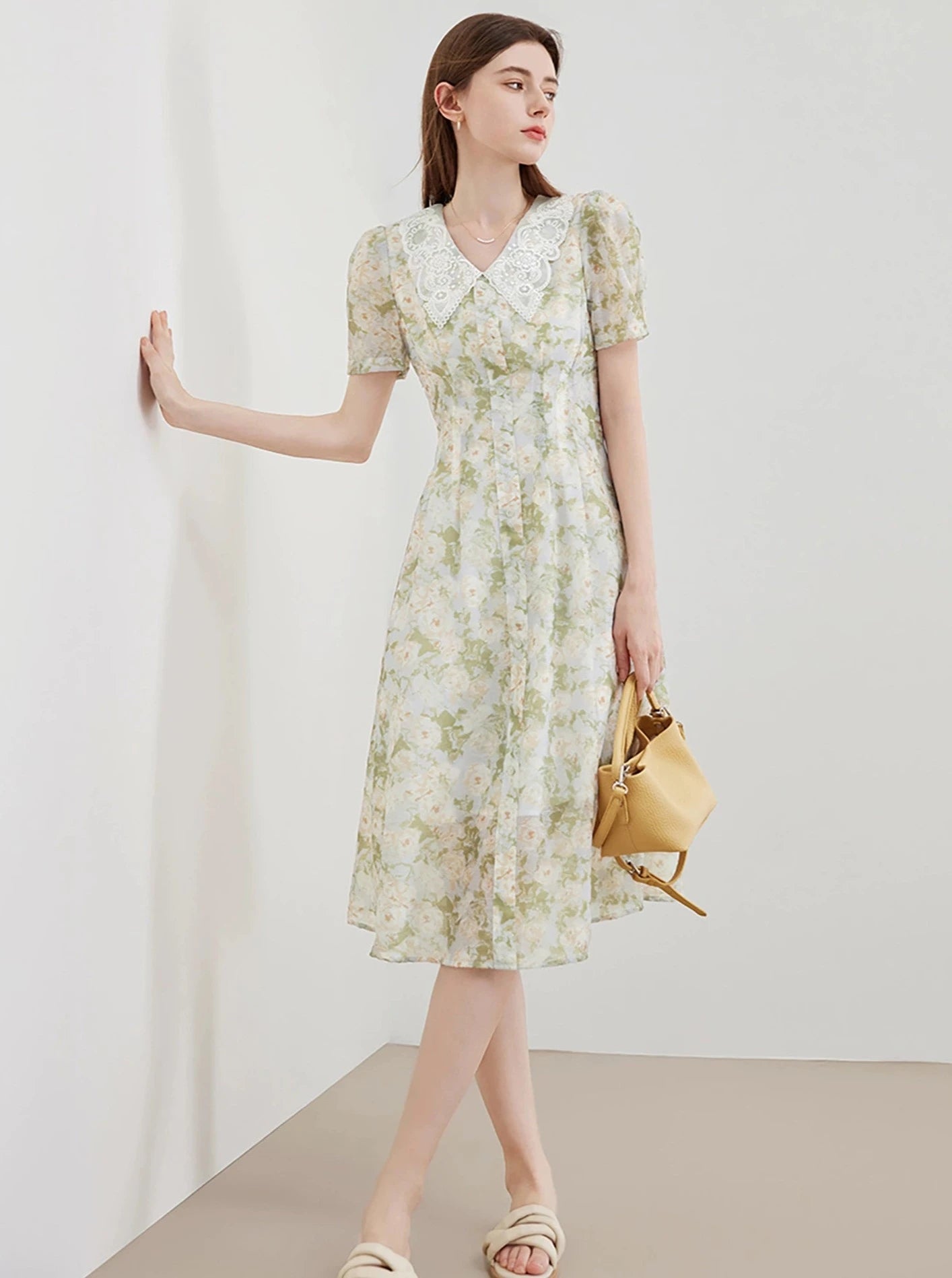 Puff Sleeve Tea Break Long Dress