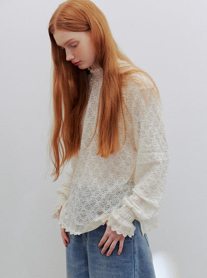 lace dropped-shoulder tops