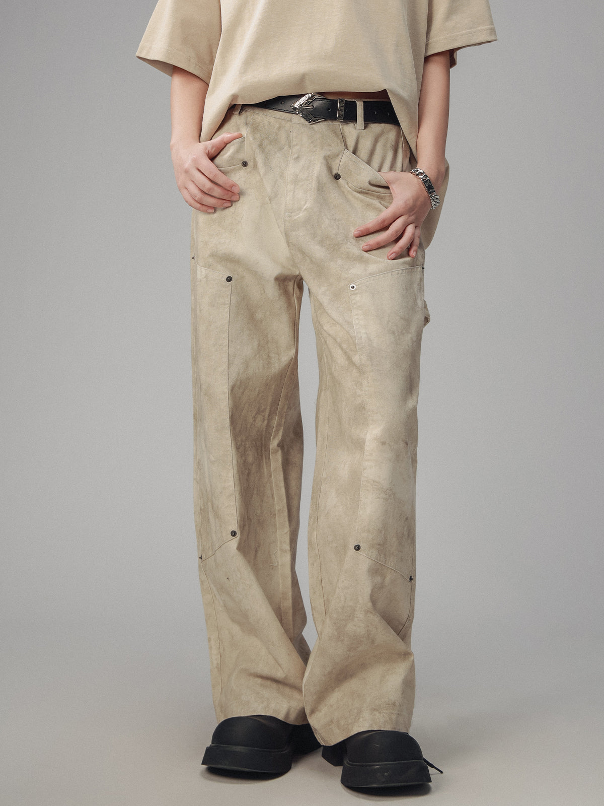 Retro mottled wasteland style logging pants