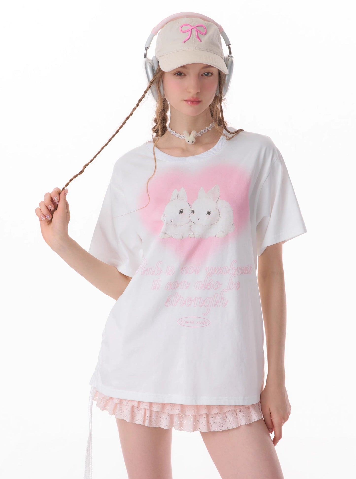 Retro Rabbit Print Loose T-Shirt