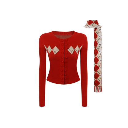 Slim-Fit Quilted Knit Sweater Set