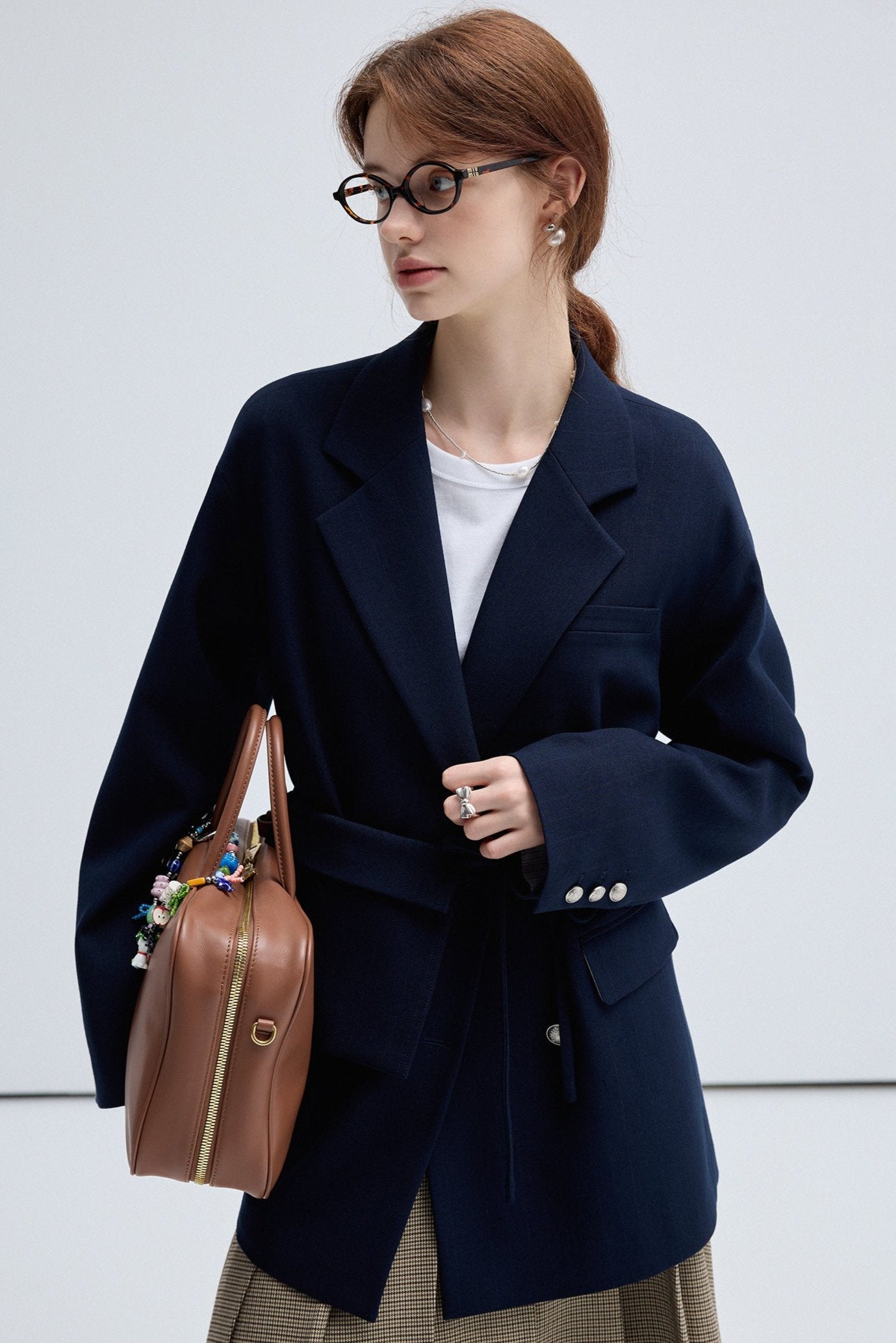 Loose Fit Waist Bag Suit Jacket