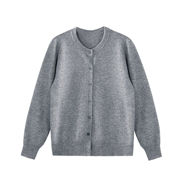 Imported Merino Wool Long-Sleeve Cardigan