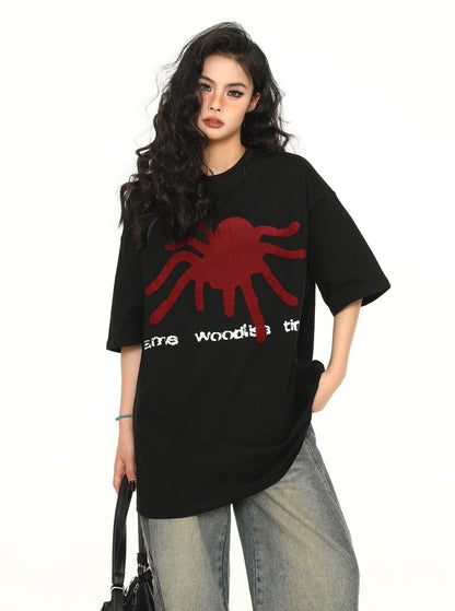 Heavy Flocking Print Trendy Spider Top