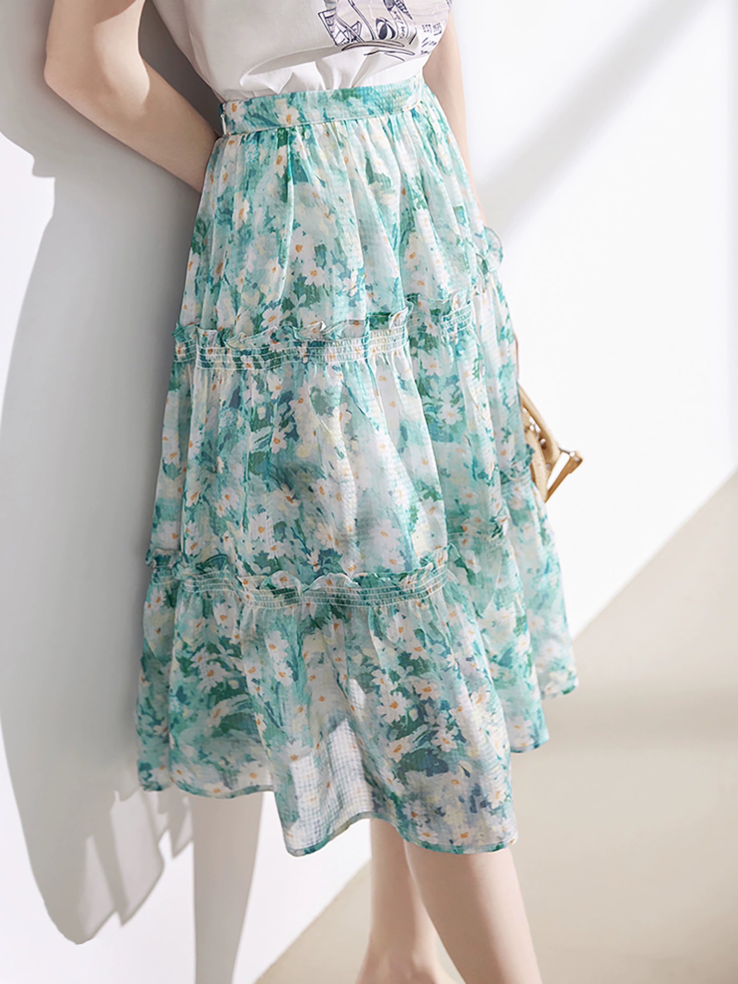 Mint Mambo Floral Skirt