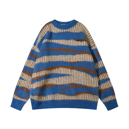 Vintage Mohair Contrast Stripe Pullover Sweater