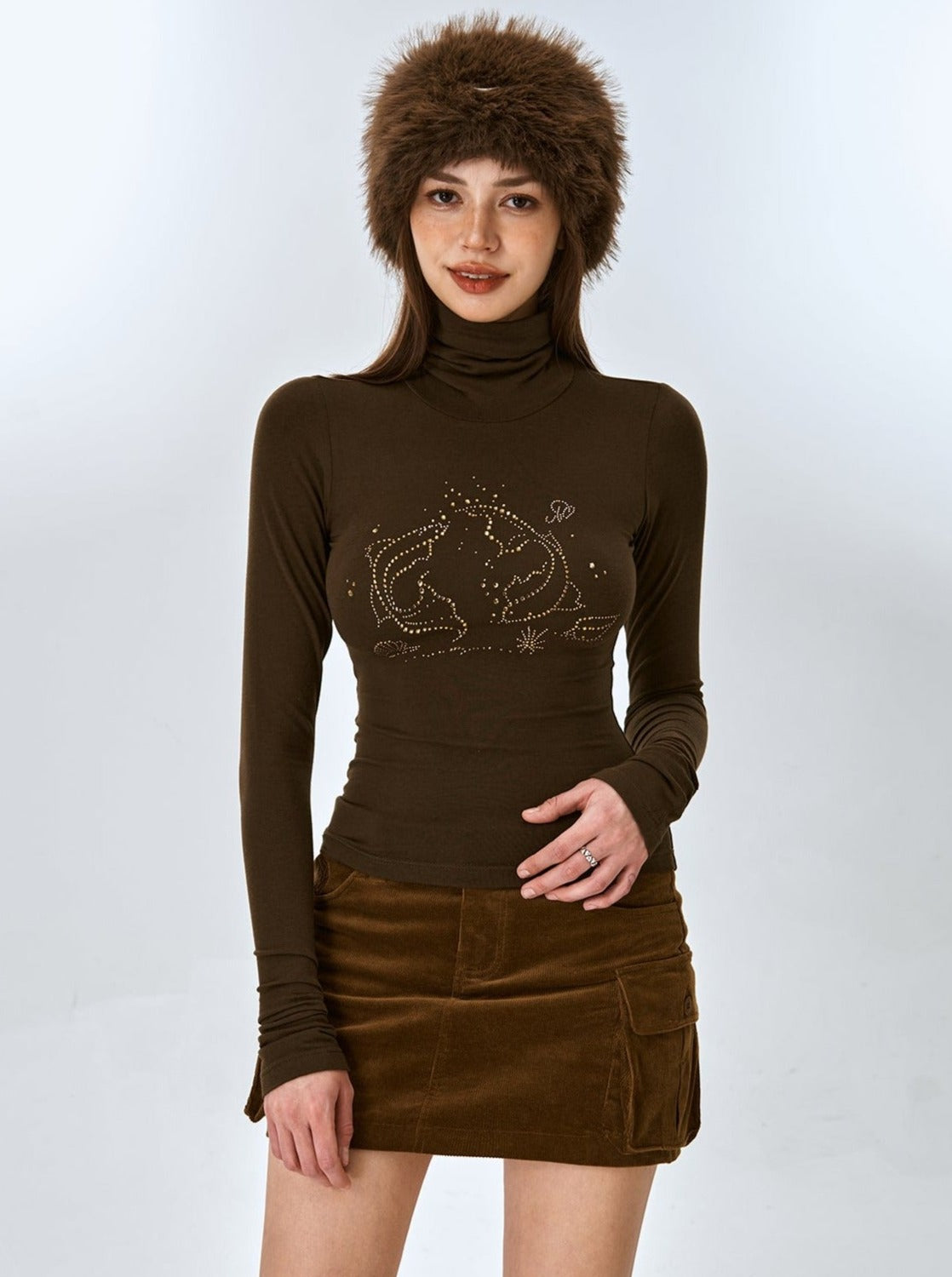 American Retro Koi Skinny Long Sleeve Top