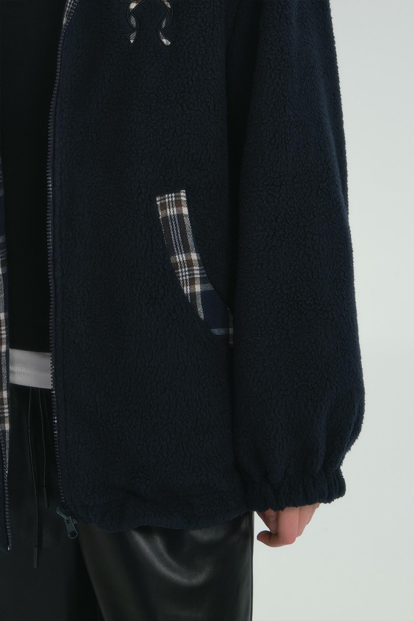 Double-Sided Plaid Fleece Jacket