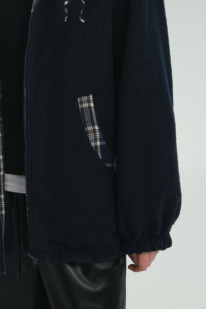 Double-Sided Plaid Fleece Jacket