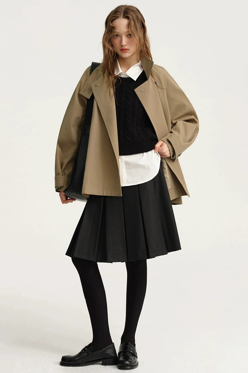 Short Stand-Up Collar Trench Coat