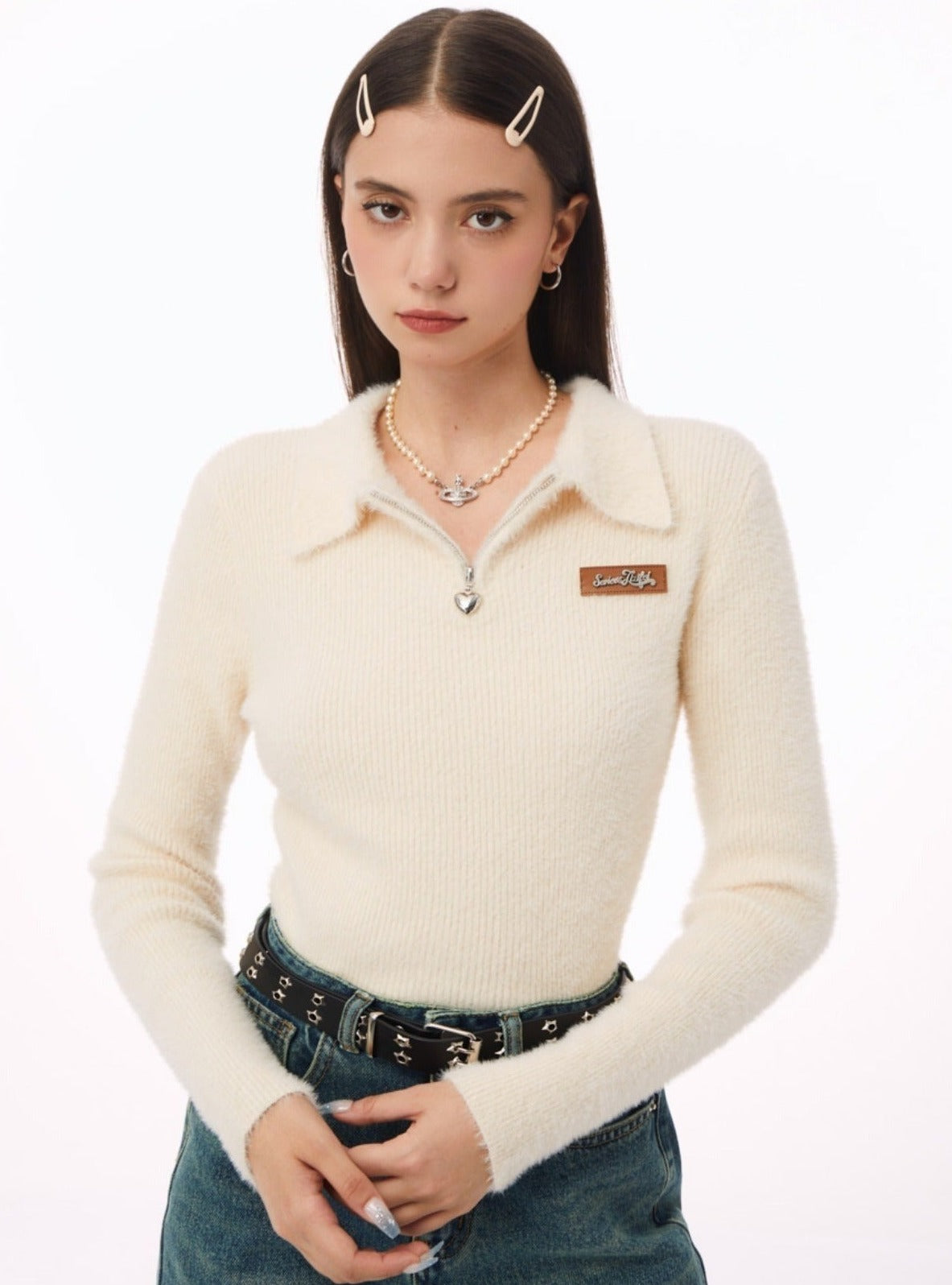 American vintage thin polo collar Tops