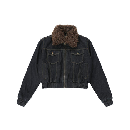 Retro Fur Collar Denim Jacket