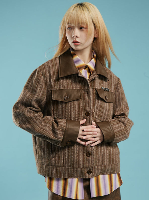 Retro contrast striped jacket