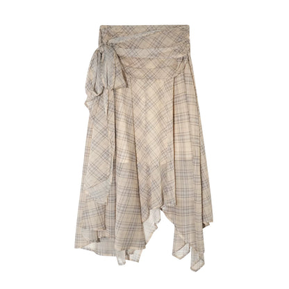 Completo a Due Pezzi Retro a Quadri in Chiffon