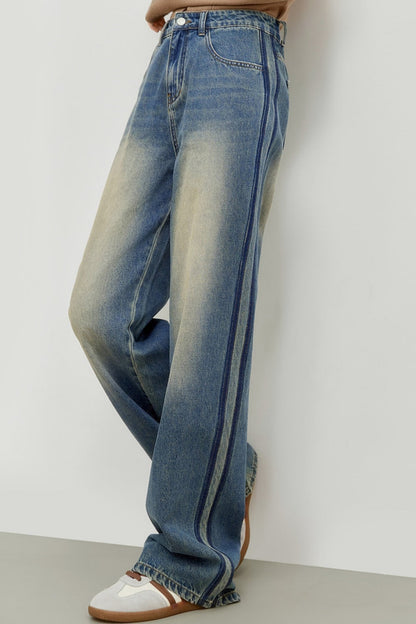 Retro High-Waisted Straight Jeans