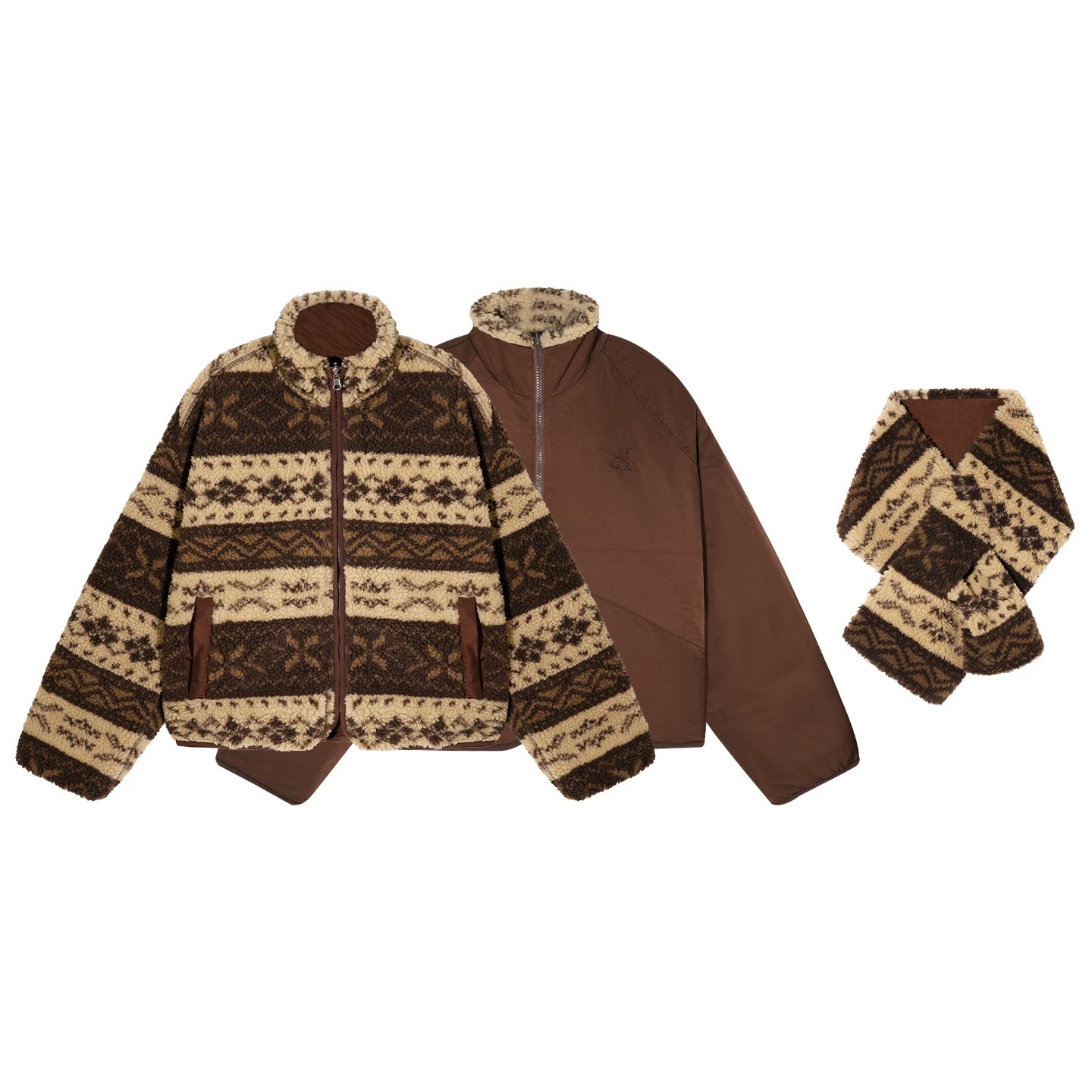 Reversible Fair Isle Fleece Jacket Set