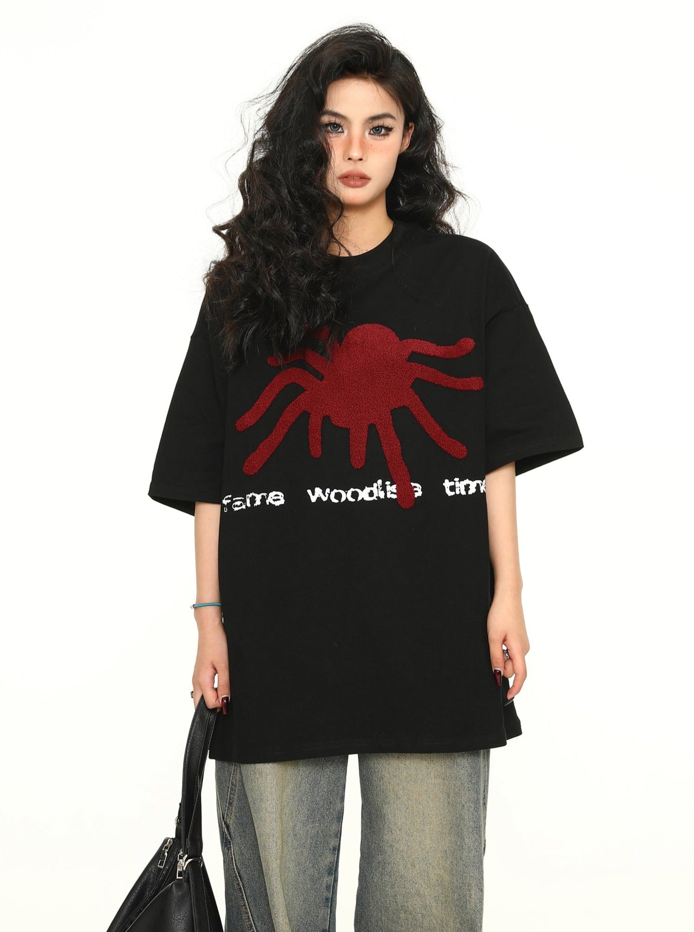 Heavy Flocking Print Trendy Spider Top