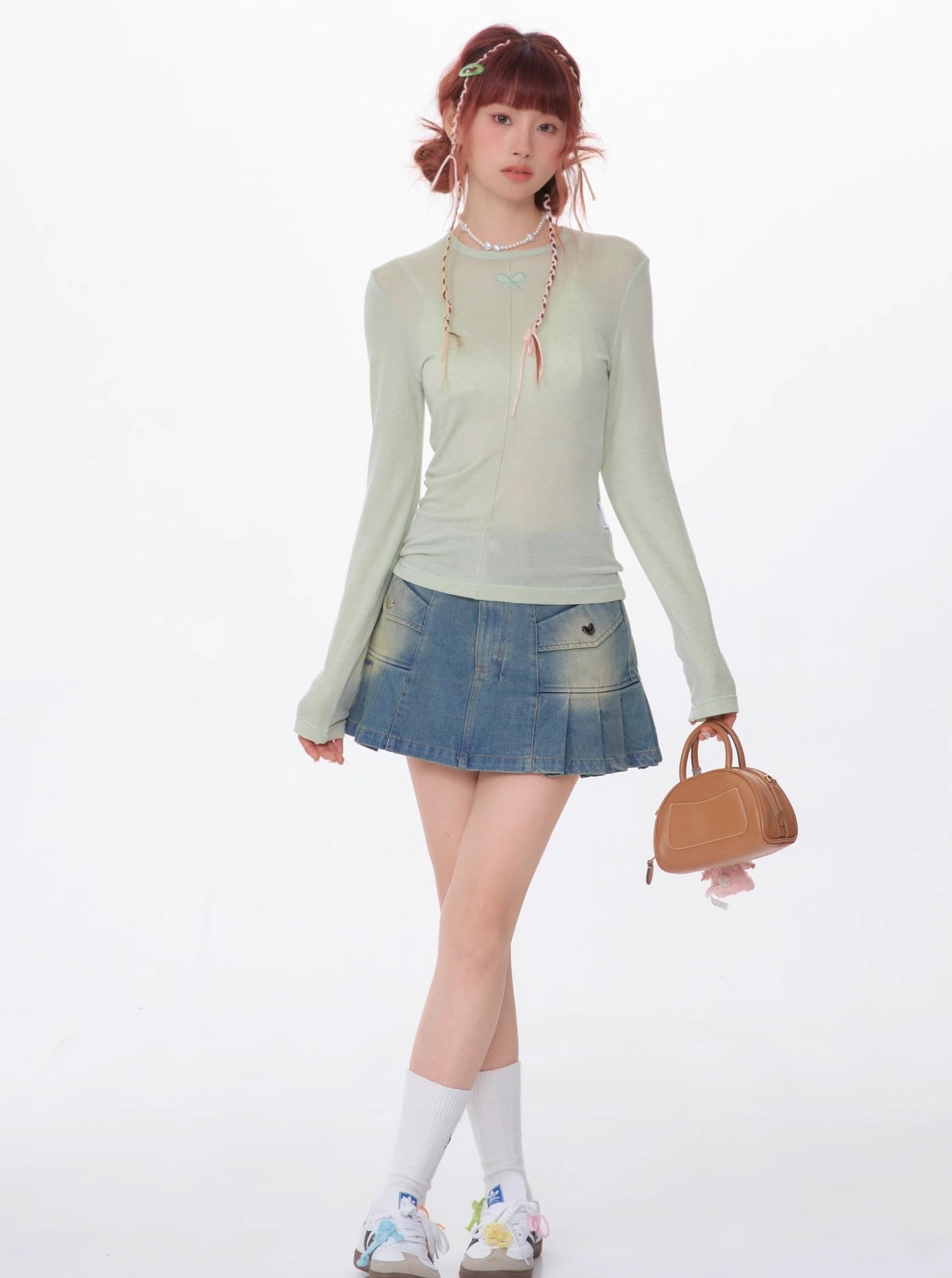 Retro Thin Slim Bow Knit Top