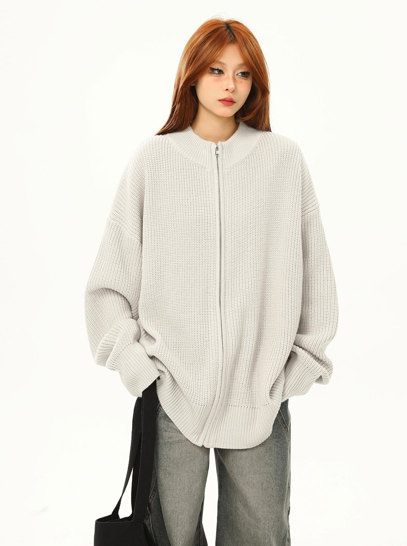 American retro knitted half-neck sweater