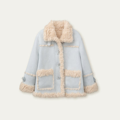 Pink and Blue Reversible Fur Coat