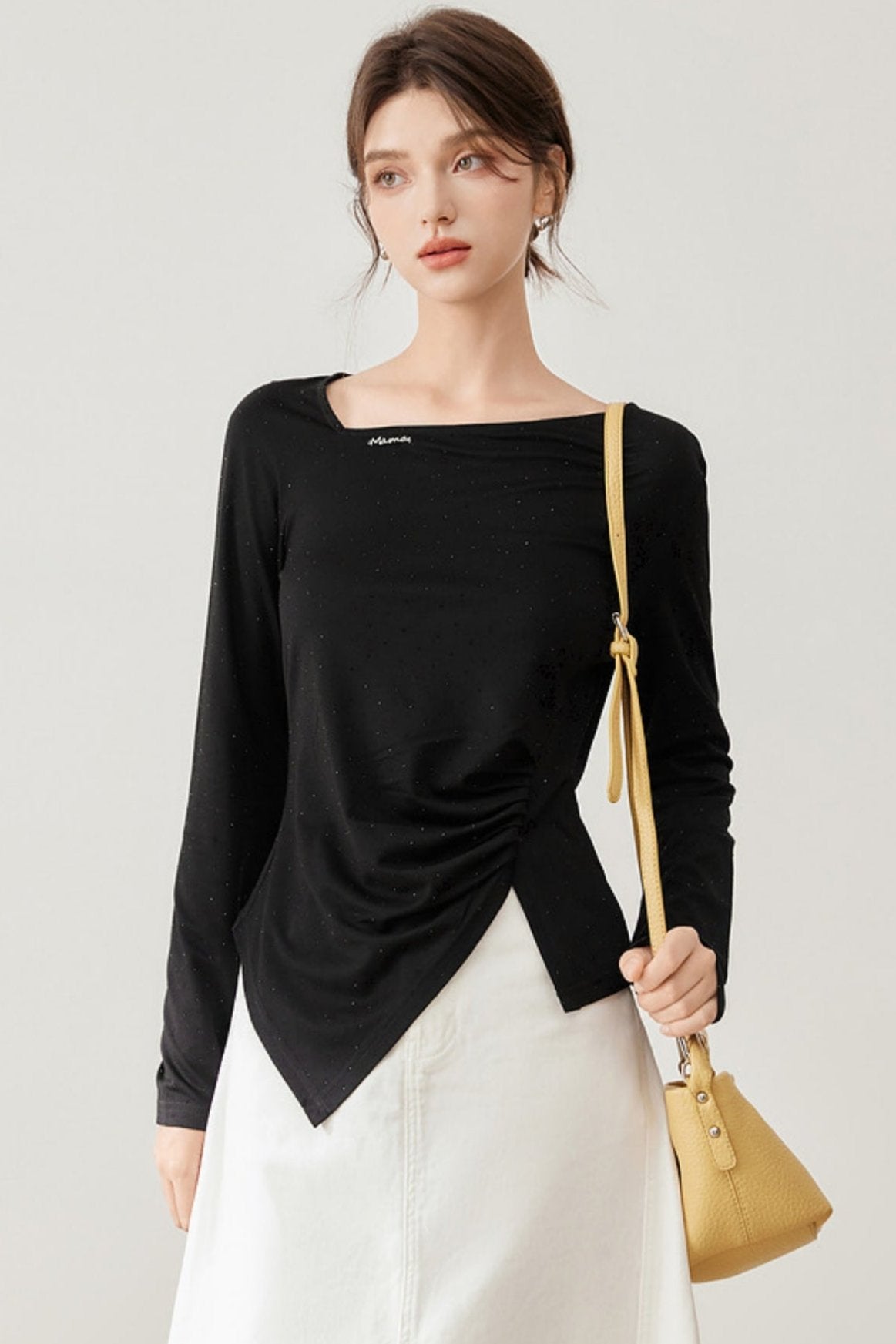 Slim Fit Irregular Pleated Shirt