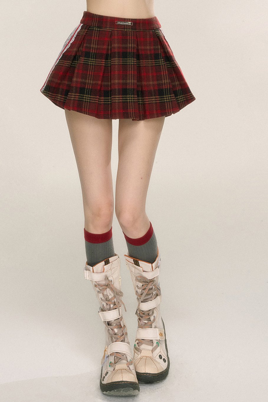 Red Plaid Scottish Lace Skirt