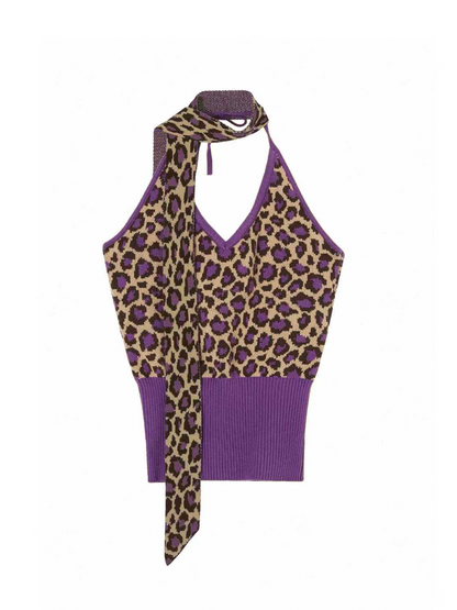 Retro Leopard Print Cardigan Set-Up