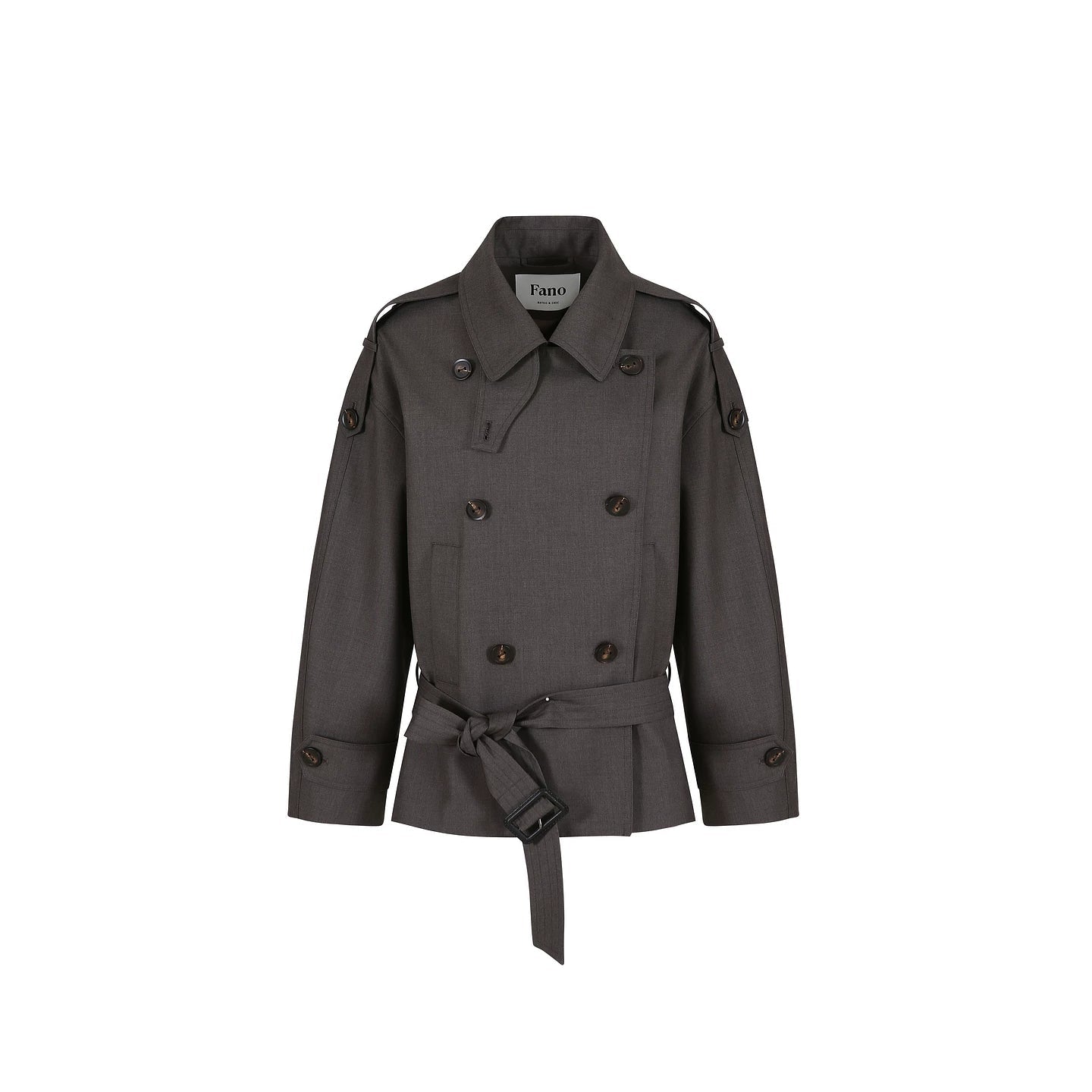 Off-Shoulder Double-Breasted Trench Coat