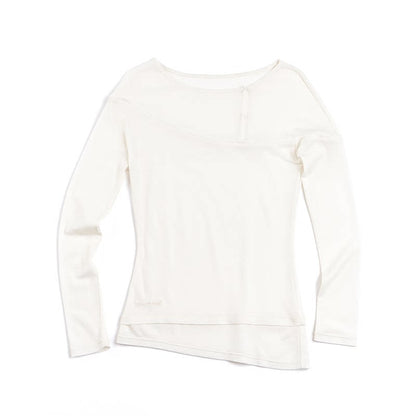 Blusa asimmetrica in misto lana