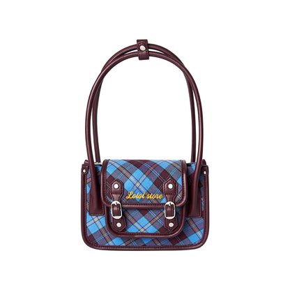 LOLOL ® 24FW Preppy Vintage Vielseitig Check Cambridge Tasche Damen kariert Tote Tasche Umhängetasche