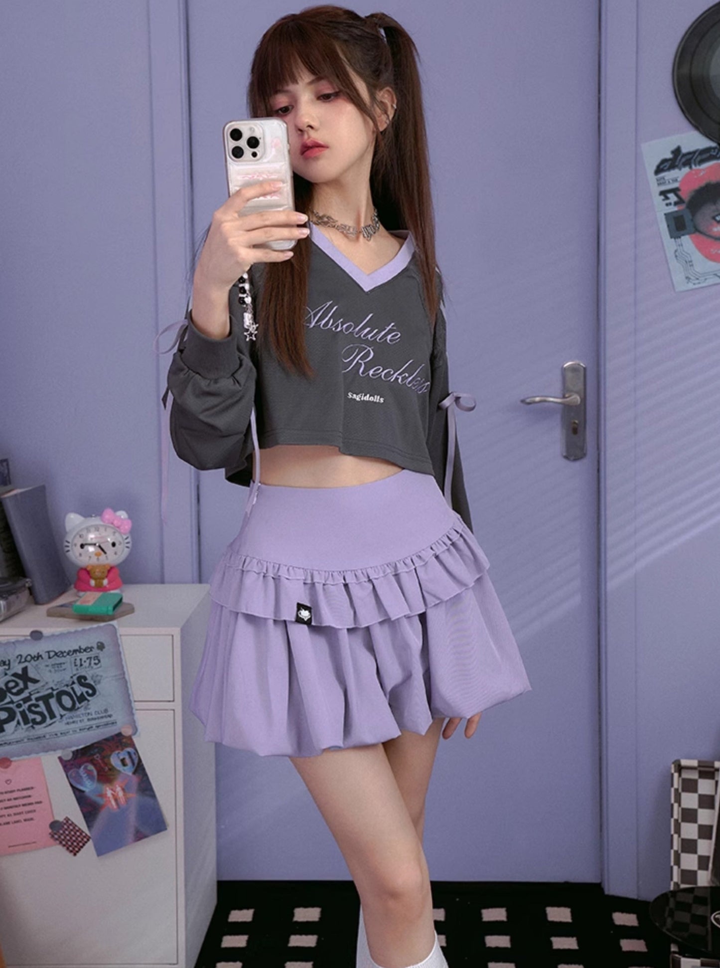 Playful Purple Puffy Short Skirt