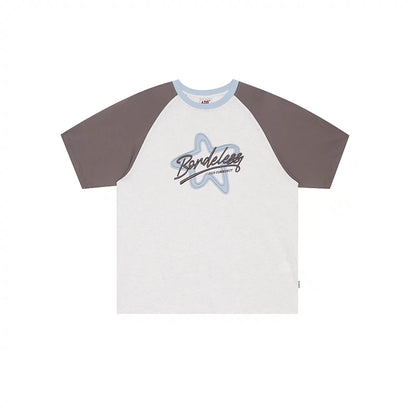 Contrasting Star Raw Edge T-Shirt