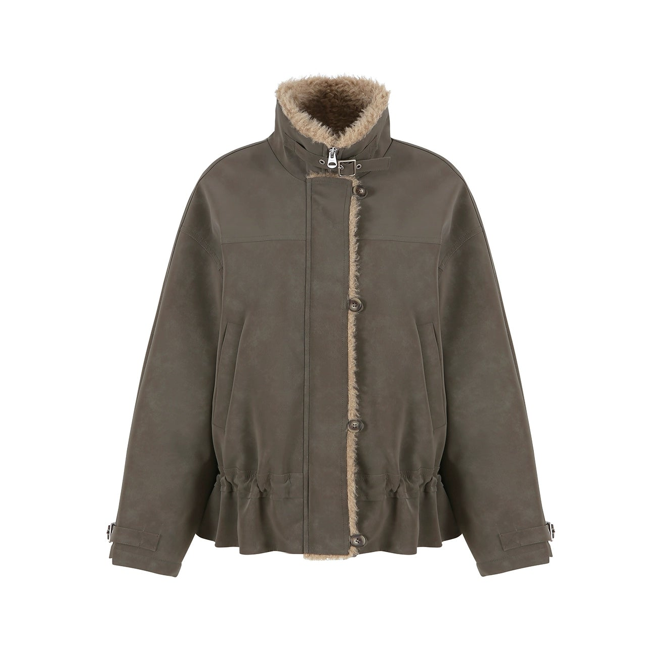 Furry Patchwork Leather Jacket