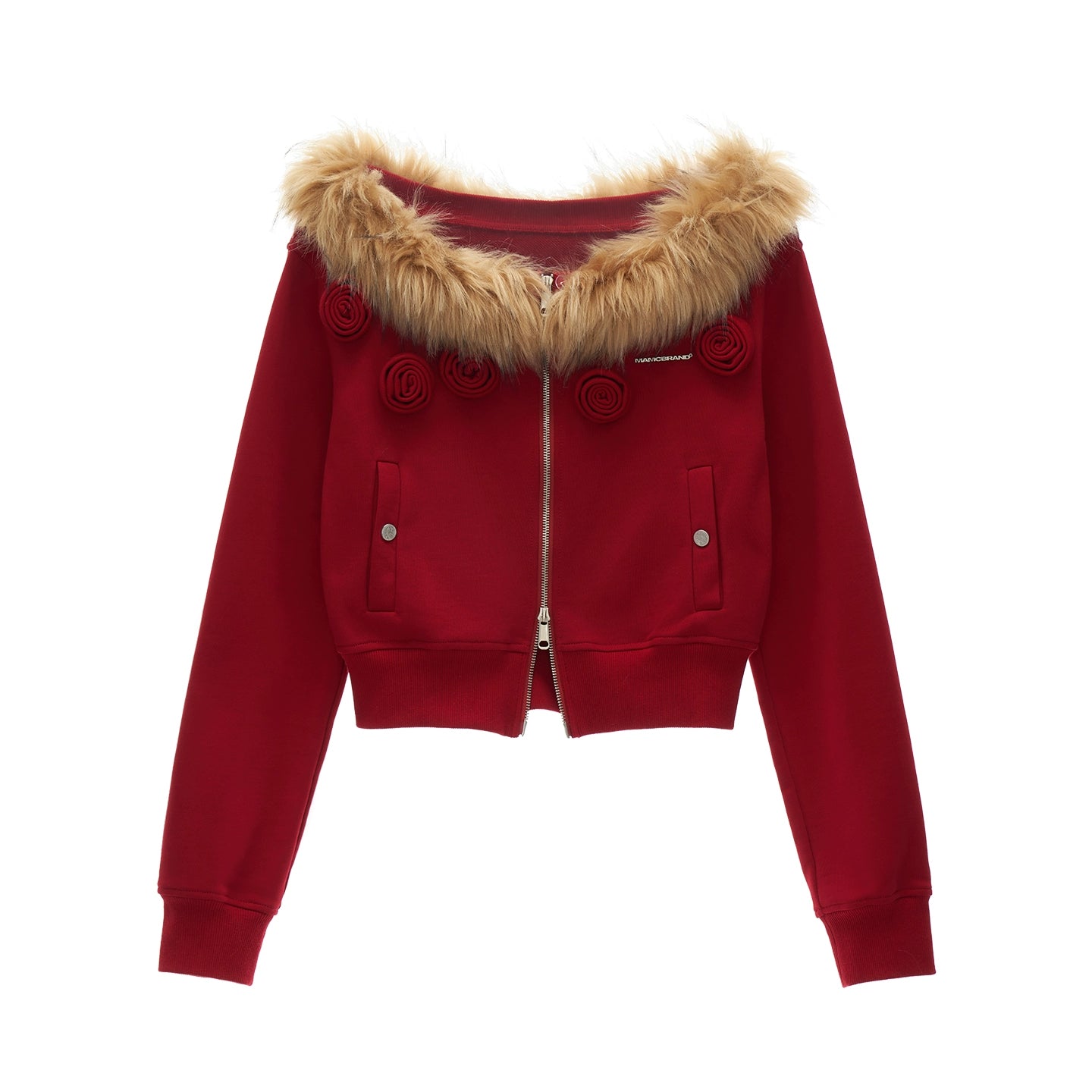 Detachable Fur Collar Double Zipper Jacket