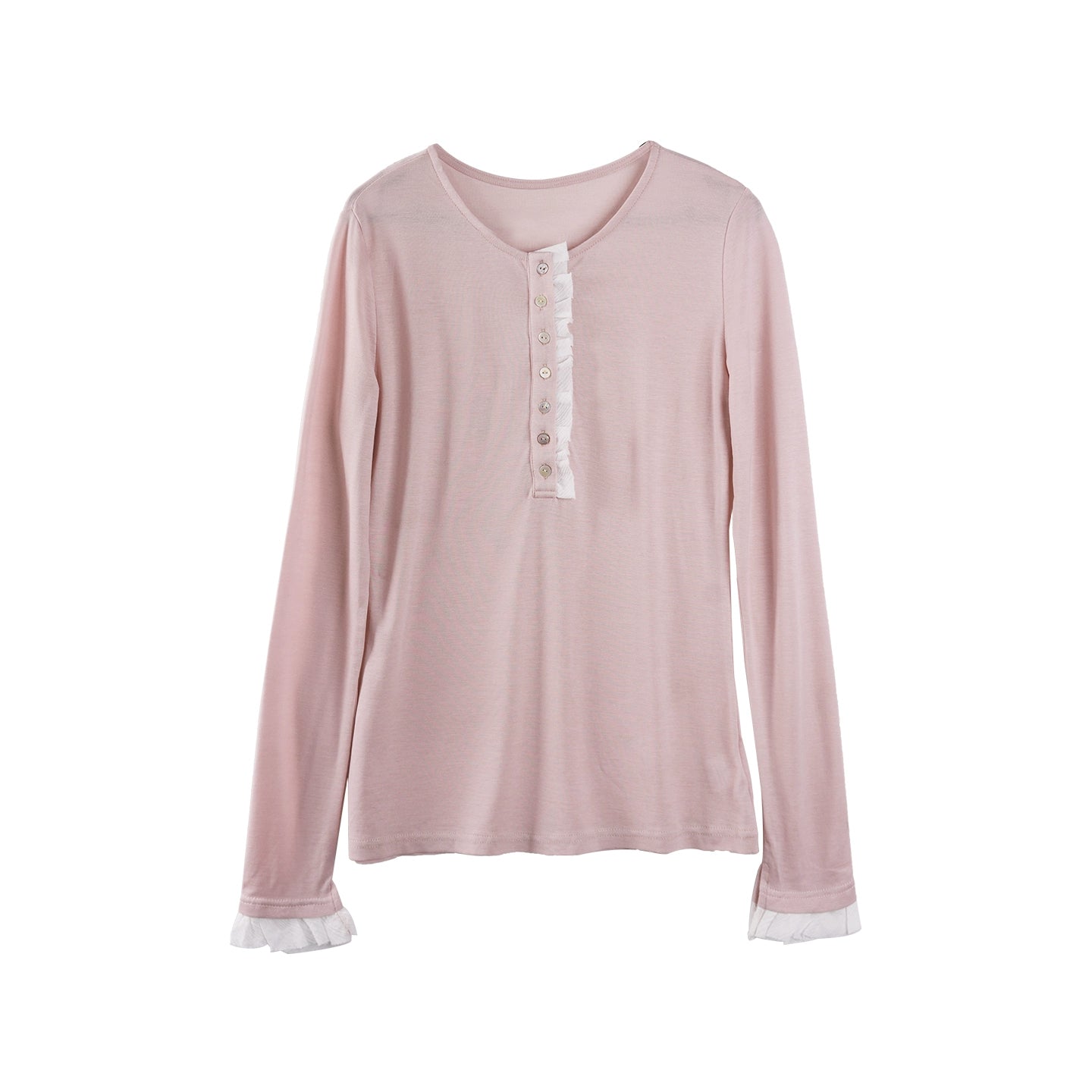 Ruffled Tencel Knit Base Layer Top