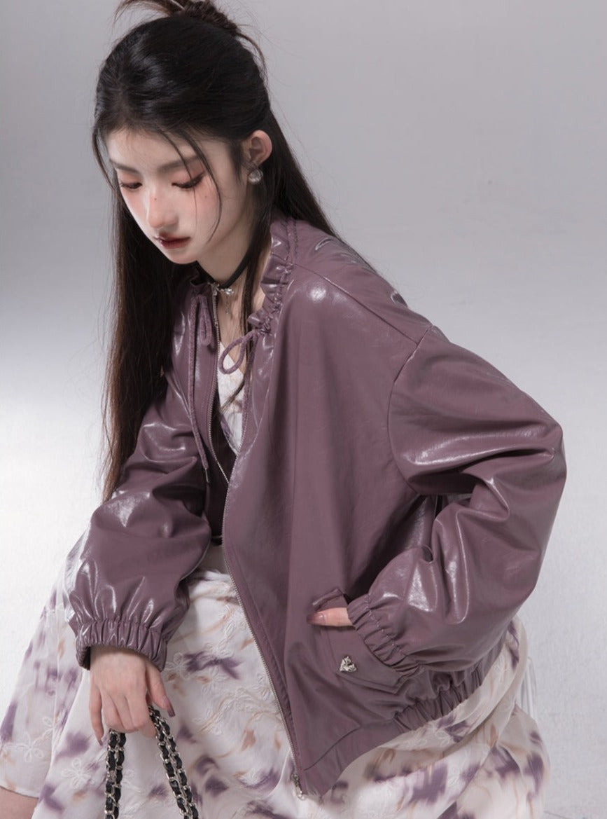 Ambience drawstring leather jacket