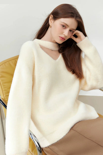 French Elegant Waxy Knitwear Top