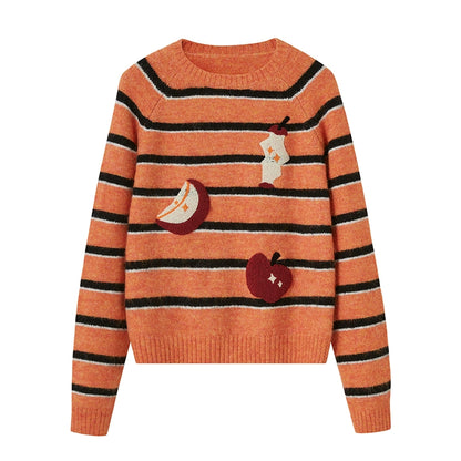 Apple Striped Crew Neck Top