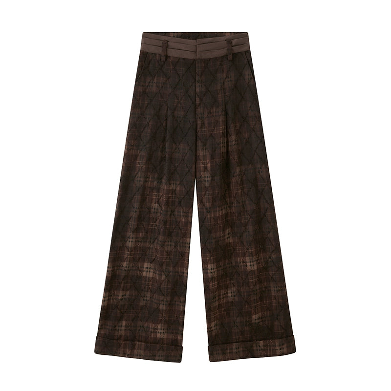 Textured Plaid Boho Slacks