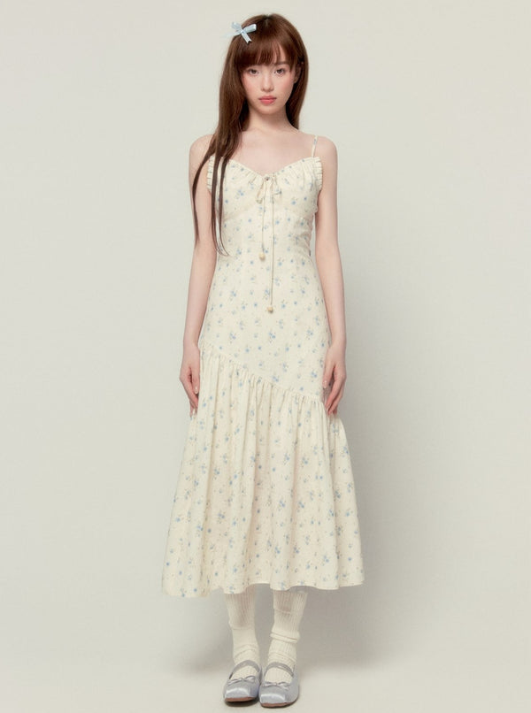 Floral Fishtail Suspender Long Dress Set-Up
