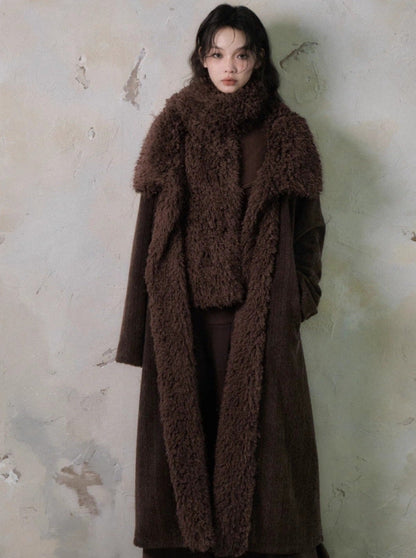 Mid-length velvet thickened corduroy cotton coat