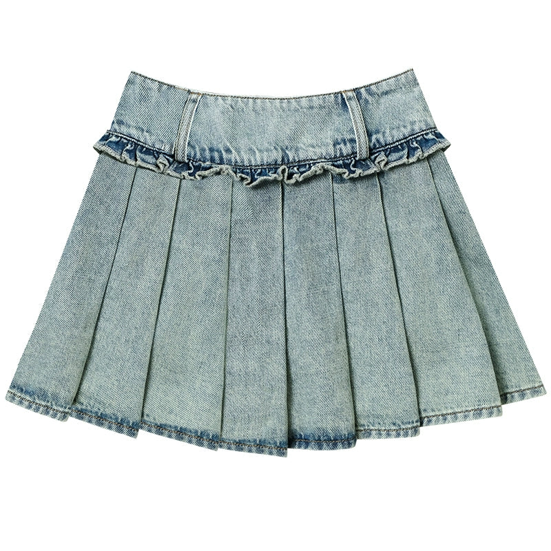 Lace High Waist Denim Skirt