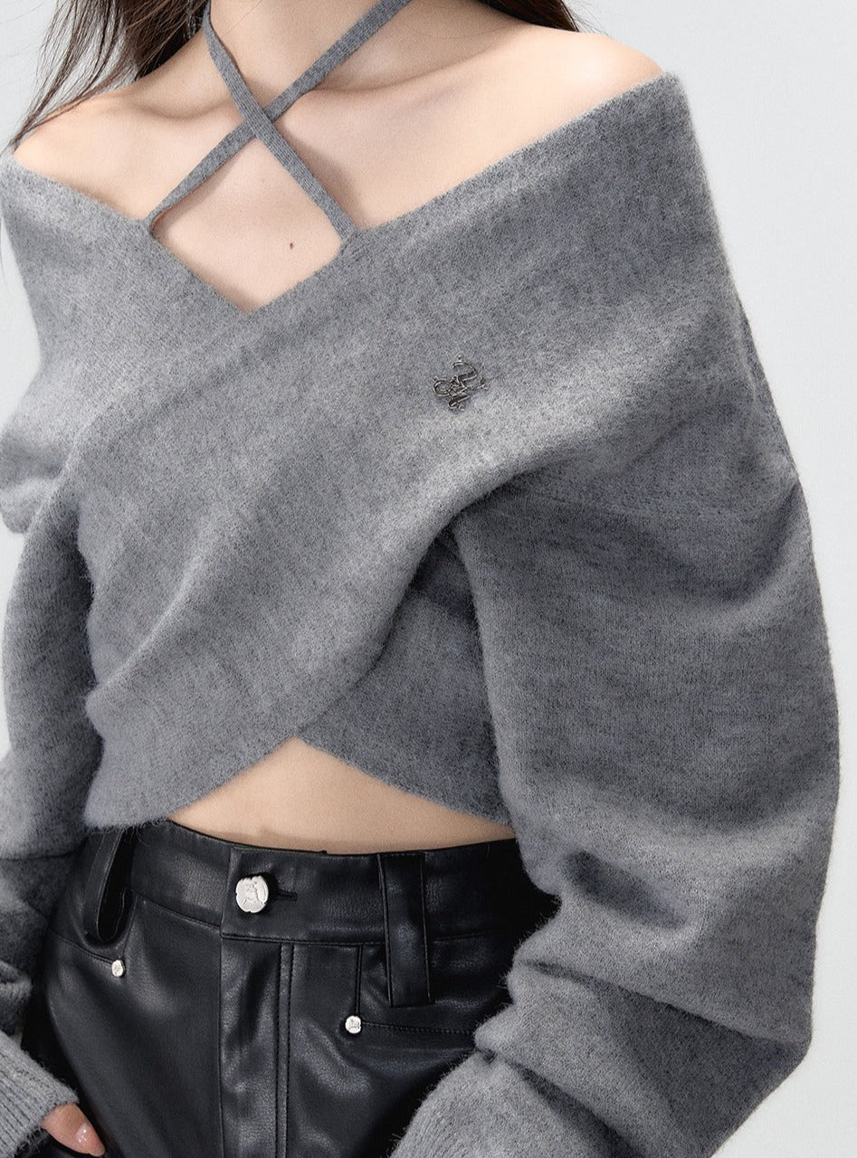 straight shoulder knit sweater wool top