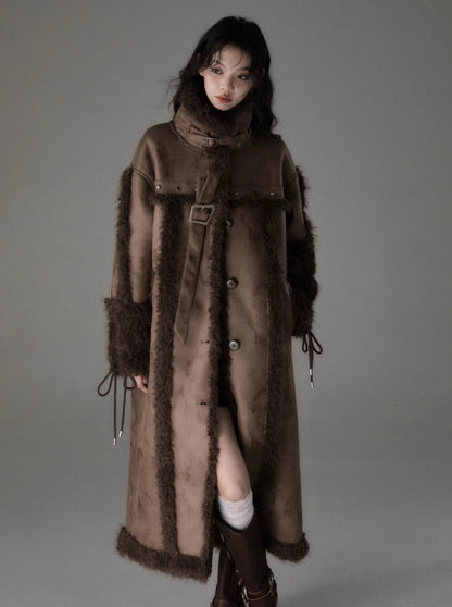 Long lamb fur coat