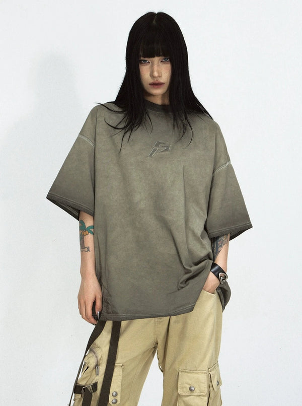 Patchwork Distressed Gray T-Shirt