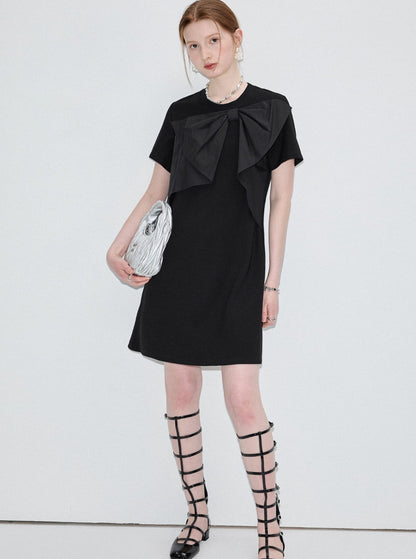 Bow Detail Black T-Shirt And Dress