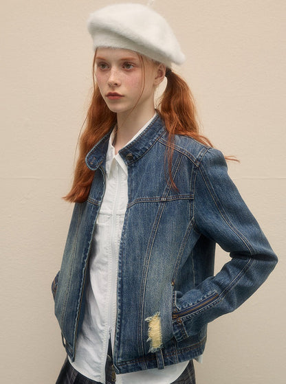 Lässige vielseitige Vintage -Denimjacke