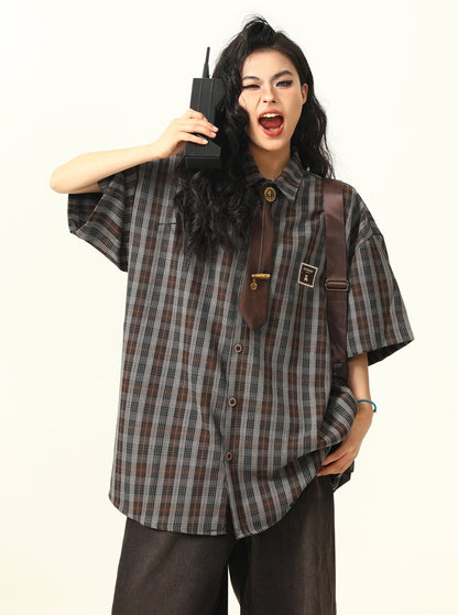 Retro Hong Kong Style Plaid Shirt