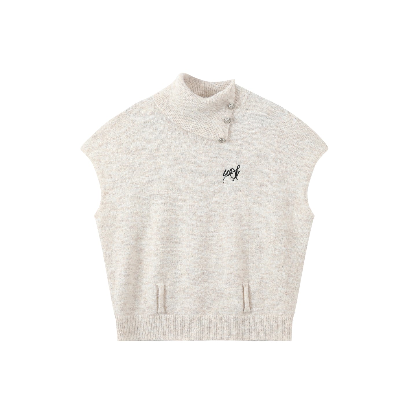 실버 버튼 플러터 스웨터 탑 셋업